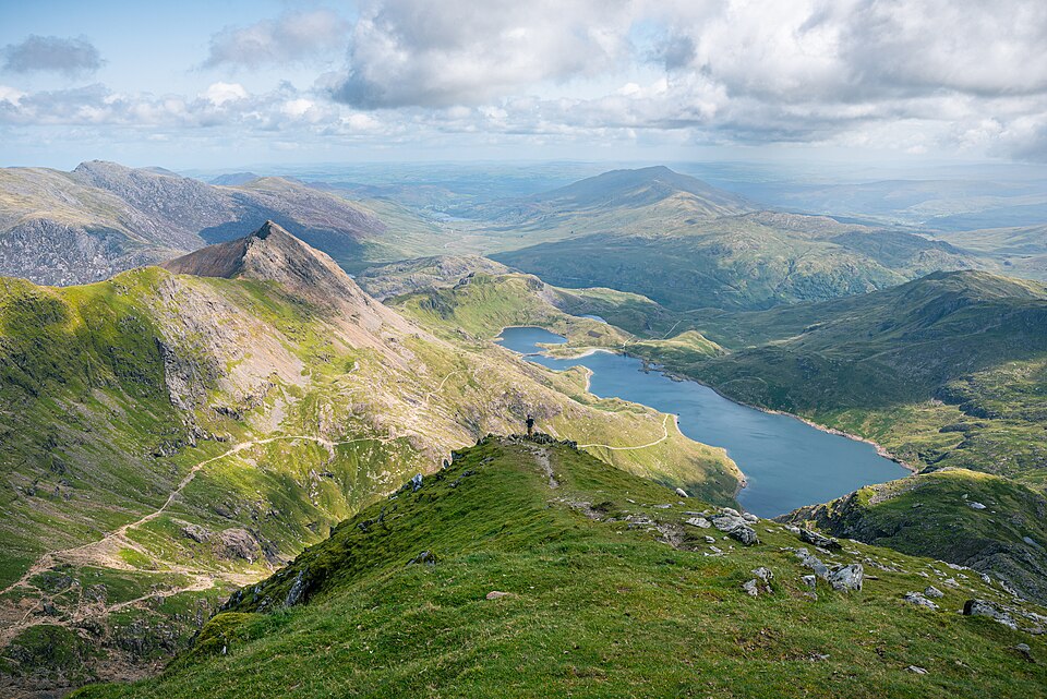 The view from Yr Wyddfa over Llyn Llydaw towards Crib Goch